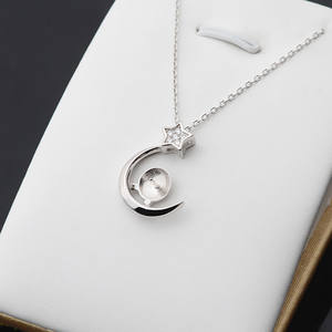 Collier étoile et lune en argent S925 pour femmes, ensemble de 9-10 perles, chaîne de clavicule avec accessoires de bricolage, pendentifs de mode, breloques, article n°. 383 - Product Image 4