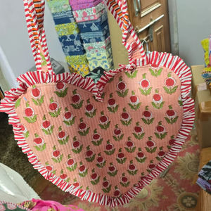 Sacs fourre-tout d'été en forme de cœur orange, cadeau de la Saint-Valentin, sacs à main pour femmes, fermeture éclair en coton, doublure en coton - Product Image 1