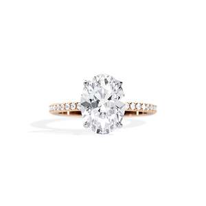 Oval Cut Diamond Engagement Ring 14k Gold Plated Pave Setting Prong Mount floral Women's Fine Jewelry - Product Image 1