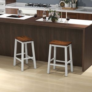 Juego de 2 Taburetes Altos de Acero Estilo Moderno con Reposapiés para Isla de Cocina - Product Image 3