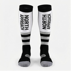 North Approach <b>Knee</b> <b>High</b> <b>Socks</b> Black White Gray Stripe Breathable Soccer Sports <b>Socks</b> for Adults Spring Season - Product Image 1