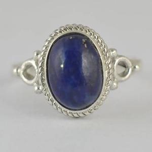 <b>Lapis</b> <b>Lazuli</b> <b>Ring</b> 925 Sterling Silver Handmade Boho Statement Promise Jewelry for Women Natural Oval Shape Gemstone Jewelry - Product Image 3
