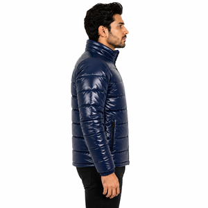 Chaquetas Acolchadas Brillantes para Hombre, Ropa de Invierno, Cuello Alto, Manga Larga, Estilo Urbano, Venta al por Mayor, Proveedor de Ropa Personalizada OEM - Product Image 2
