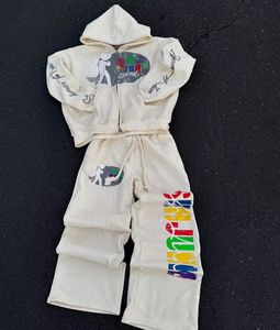 High Quality Manufacturers Clothes Embroider Zipper Tracksuit Vintage Acid Wash <b>Flare</b> Sweatpants and Hoodies <b>Men</b> Sweat Suits - Product Image 3