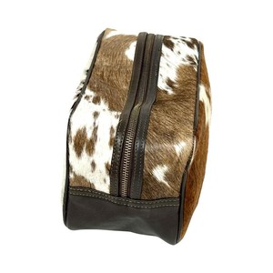 Reusable Leather <b>Large</b> Capacity Handled Hair-on- <b>Bags</b> <b>Makeup</b> Solid Colour OEM Travel Multi-pockets Kit Portable - Product Image 4