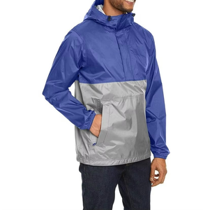 <b>Mens</b> Two Tone Windbreaker <b>Jacket</b> Hooded <b>Pullover</b> Lightweight Rain Shell Outdoor Travel Hiking Casual <b>Jacket</b> With Front Pocket - Product Image 5