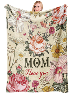 Manta Personalizada con Foto y Texto, Manta de Franela con Diseño Floral Vintage, Suave, Cálida y Acogedora para Sofá o Cama - Product Image 5