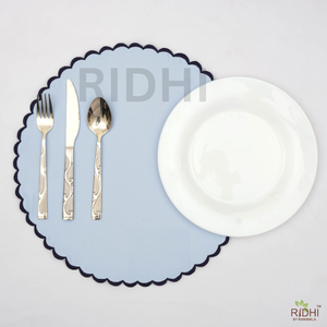 แผ่นรองจานทำมือสีขาวธรรมชาติ Ridhi พร้อมลายปัก ขายส่ง แผ่นรองจานแบบใช้ซ้ำได้ สำหรับห้องครัวและห้องรับประทานอาหาร บ้าน โรงแรม คาเฟ่ - Product Image 6