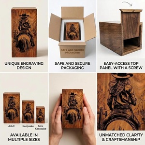 Custom Eco-Friendly & Durable Wooden Urn Box Western Cowgirl Horse Cremation Memorial <b>Keepsake</b> <b>for</b> Human Adult <b>Ashes</b> - Product Image 6