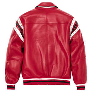 Chaqueta Varsity de Cuero Personalizada para Hombre con Cuello Alto, Impermeable y Resistente al Viento, Decoración Vintage - Product Image 4