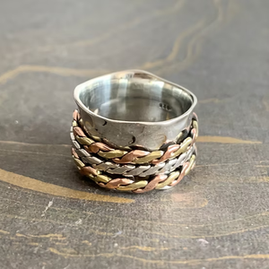 Anti Tarnish 925 Sterling Silver <b>Spinner</b> <b>Ring</b> Unique Designer Three Band Fidget Elegant Fine Jewelry For Daily Wear - Product Image 4