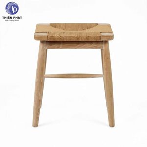 Taburete de Madera de Fresno Macizo Minimalista y Moderno para Interiores con Asiento Tejido a Mano para Cocina, Comedor, Sala de Estar, Dormitorio, Hotel, Villa - Product Image 2