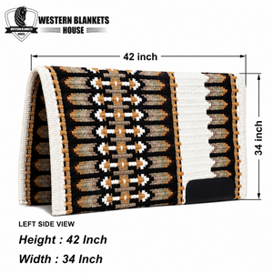 Tapis de selle classique 100 % laine vierge de Nouvelle-Zélande, 42x34 pouces, doublure en polaire de coton, rembourrage en polyester pour cheval - Product Image 1