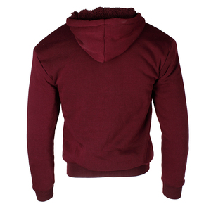 Sweat-shirt à capuche zippé pour homme, couleur bordeaux, coupe classique, en molleton, manches longues, pour l'automne. - Product Image 2