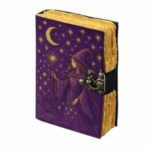 Carnet en cuir de <span class=keywords><strong>sorcière</strong></span> en gros - Grimoire Wiccan et livre de sorts fait main violet avec pages festonnées vintage pour un cadeau mystique haut de gamme - Product Image 3