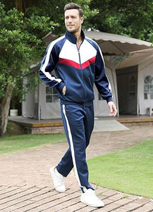 Ensemble de survêtement 2 pièces pour homme, veste zippée color block et pantalon de survêtement assorti avec bandes blanches - Product Image 5