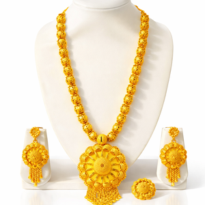 2026 Best Buy Ready Women's 24K Gold Plated Vintage Jewelry <b>Set</b> with Necklace Earrings Ring <b>Bracelet</b> France Spain Germany USA - Product Image 5