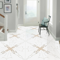 Carreaux de sol en céramique imprimés numériquement 600x600mm, surface brillante, couleur blanche, utilisation moderne pour villa