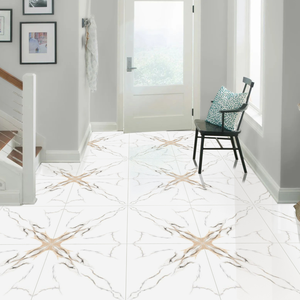 Carreaux de sol en céramique imprimés numériquement 600x600mm, surface brillante, couleur blanche, utilisation moderne pour villa - Product Image 5