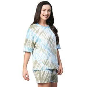 Conjunto de verano para mujer de alta calidad: top camisero de satén con estampado floral y pantalones de cintura alta con elástico. - Product Image 4