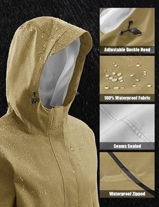 Chaqueta cortavientos impermeable con capucha, informal, estilo urbano, con bloques de color, plegable, para viaje. - Product Image 5