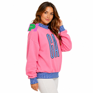 Sweat-shirt à col montant Georgia State avec lettrage et bordures à carreaux, sweat-shirt personnalisé à col montant GA, vêtement d'hiver - Product Image 5