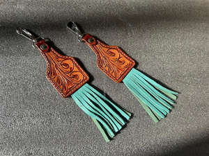 Nuevos llaveros de borla encantadores bonitos de cuero genuino hechos a mano de Color genuino, gran oferta, llaveros florales modernos de estilo occidental - Product Image 3