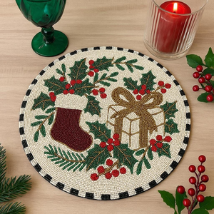 Chemin de table perlé fait main indien avec napperons pour hôtels, mariages et décorations de Noël à prix de gros - Product Image 1