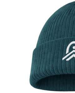 Bonnet en tricot côtelé turquoise personnalisé avec logo brodé blanc, chaud et doux pour l'hiver, en acrylique, fabrication sur mesure OEM, unisexe - Product Image 2