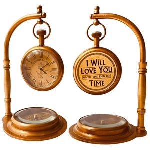 นาฬิกาตั้งโต๊ะไม้สักแกะสลักลายกลุ่มดาว งานแฮนด์เมด - ขายส่ง - Product Image 3