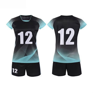 Conjunto de Camiseta de Voleibol para Mujer, Degradado Negro y Verde Azulado, 12, Absorbe la Humedad, Manga Corta, Uniforme Deportivo para Todas las Temporadas - Product Image 1
