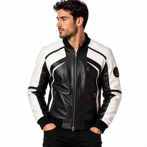Men Leather <b>Jacket</b> Premium Fashion Outerwear Genuine Leather Material Comfortable Fit Durable Construction For Casual Wear - Product Image 5