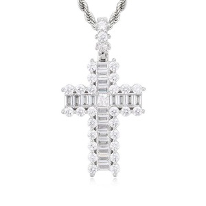 Nouveau Collier Pendentif Croix Bling CZ Iced Out Couleur Argent Charme Mode Hommes Femmes Bijoux Hip Hop Cadeau - Product Image 4
