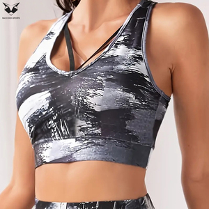 Sujetador deportivo de alta calidad con estampado por sublimación para mujer, transpirable y de color sólido, ideal para yoga, fitness y gimnasio. - Product Image 2
