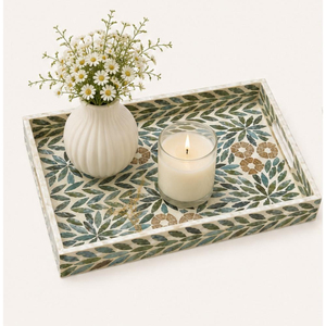 Bandeja Artesanal de Nácar con Incrustaciones de Concha de Lujo, Bandeja Rectangular para Mesa de Centro y Decoración del Hogar al por Mayor - Product Image 5