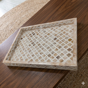 Bandeja Rectangular Hecha a Mano de Madera y Mármol con Incrustaciones de Hueso, Nuevo Diseño de Bandeja de Resina para Servir, Personalizable para Decoración del Hogar y Servir Alimentos - Product Image 3