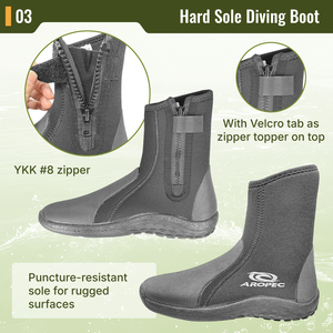 Botas de Buceo de Neopreno de 5 mm con Cremallera YKK, Suela de Goma Resistente, Refuerzo en la Punta y el Talón para Snorkel y Deportes Acuáticos - Product Image 4