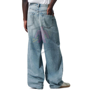 Jean baggy pour homme de haute qualité, 100% coton, léger, taille haute, personnalisable, vente en gros - Product Image 3