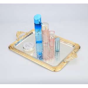 Plateau de service en métal au design élégant pour la maison et la cuisine, ensemble de plateaux de service pour le café, la nourriture, le petit-déjeuner, le dîner, plateau pour la décoration de mariage - Product Image 3