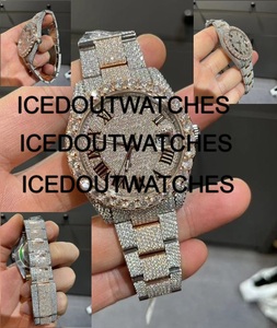 Montre pour homme classique en acier inoxydable avec bracelet en moissanite, verre résistant à l'eau 10 bars, montre de mode pour affaires - Product Image 2