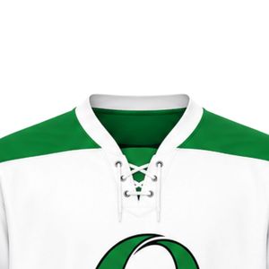 White Green Sublimation Ice Hockey Jersey Long Sleeve Sports Team Uniform Match Shirt Outdoor Training Wear <b>Athletic</b> Hockey - Product Image 3