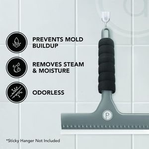 Spatola grigia per porta doccia e parabrezza auto con 2 lame di ricambio in silicone extra e manico in schiuma - Product Image 2