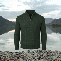 Pull en laine à col montant pour homme, best-seller, fermeture éclair, tricot épais, couleur unie, décontracté, pour l'hiver