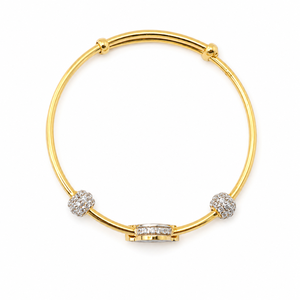 18KT Gold Blue Enamel Car Charm <b>Bangle</b> <b>Bracelet</b> with Diamond Accent Beads High Polish Cute Fashion Jewelry for Women Girls Daily - Product Image 3