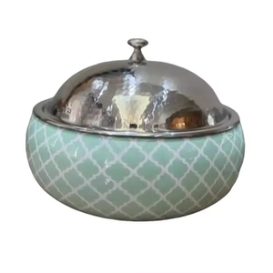 Plat de service rond en bois fait à la main de qualité supérieure avec couvercle en acier inoxydable parfait pour servir des aliments chauds en vrac avec style - Product Image 6