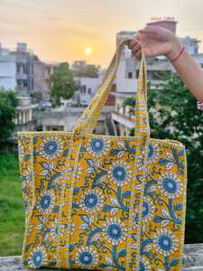 Bolso Tote de Algodón Acolchado de Color Sólido, Hecho a Mano, Ligero, Ecológico, Reutilizable, para Compras y Viajes, Estilo Vintage, Abierto, para Mujer - Product Image 1