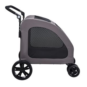 Poussette portable pour animaux de compagnie à 4 roues avec maille respirante, capacité de 160 lb, freins, garantie 1 an - Product Image 4