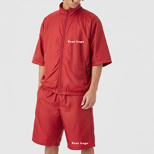 New Fashion 100% Nylon Lightweight Solid Color Windbreaker Shorts <b>Set</b> High Quality Windproof Plus Size Stylish Tracksuit - Product Image 4