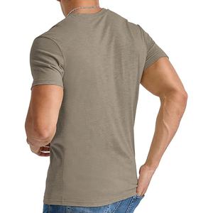 เสื้อยืดผ้าฝ้าย100% ไหล่ตกน้ำหนักเบาสีพื้นสำหรับผู้ชาย - Product Image 2