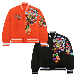 Chaqueta Varsity Unisex Estilo Urbano, Chaqueta Letterman de Béisbol con Parches Bordados Personalizados, Botones a Presión, Cuello y Puños Acanalados - Product Image 6